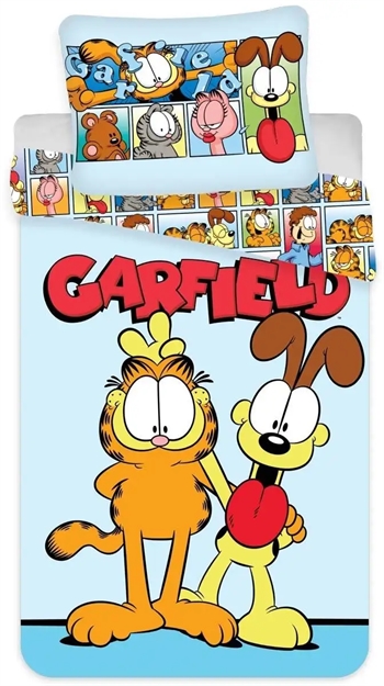 Billede af Garfield sengetøj 100x140 cm - Garfield junior sengetøj - 2 i 1 design - 100% bomuld hos Shopdyner.dk